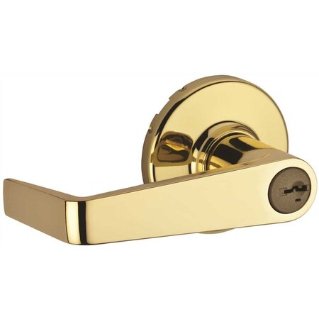 Kwikset Kingston Polished Brass Storeroom Keyed UL Door Lever featuring SmartKey 781KNL 3 SMT RCAL 3028
